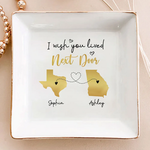 Miles Apart But Close At Heart - Personalized Jewelry Plate - Gift For Mom, Bestie, Sister, Family, Long Distance Gift
