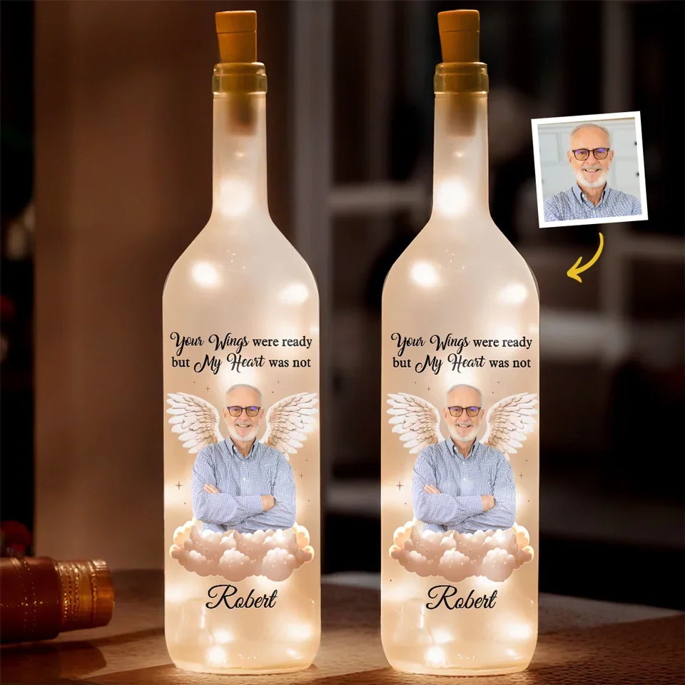 Your Wings Were Ready - Personalized Bottle Lamp - Memorial Gift