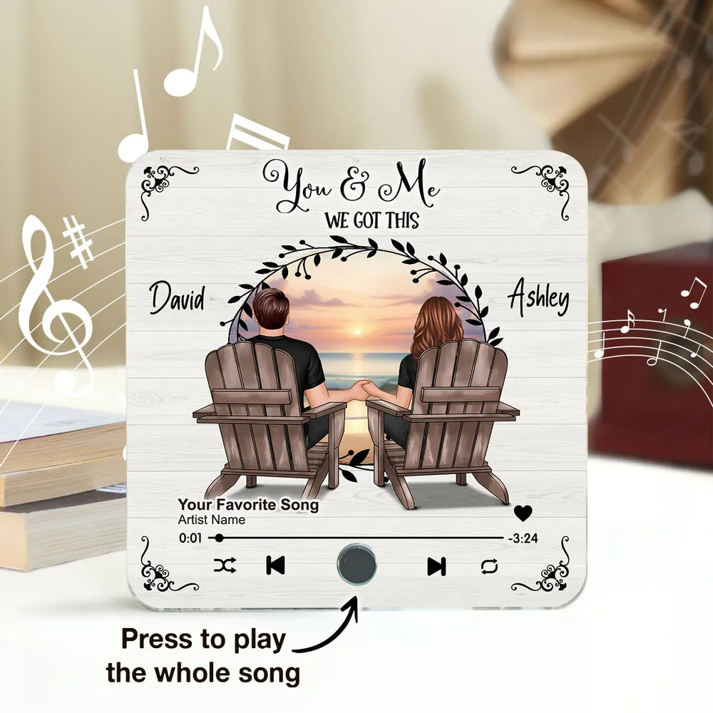 Couple Sitting Peaceful Window Landscape - Personalized Music Magnet - Valentine's Day Gift For Couple