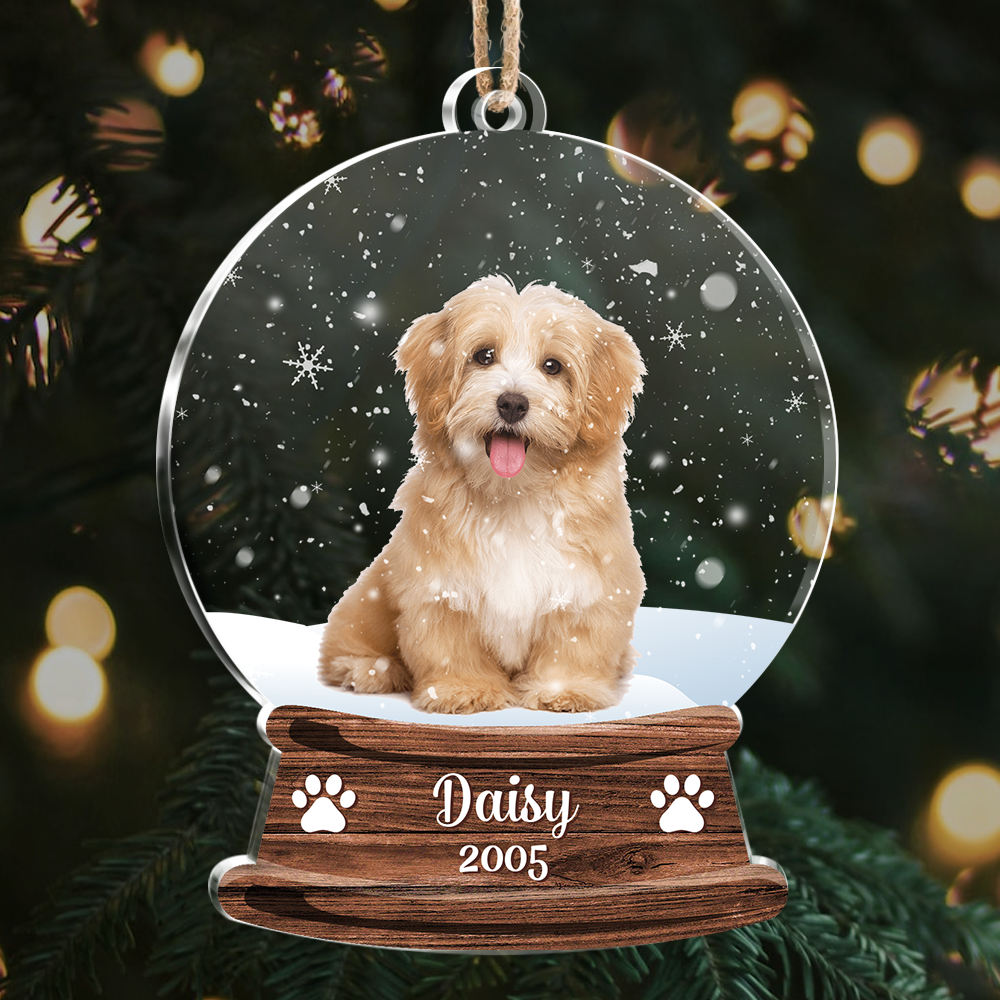 Custom Photo Snowball Pet & Family Printed Acrylic Ornament, Gift For Dog Lovers, Christmas Gift