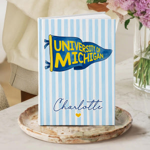 Personalized School Pennant Flag Journal: Custom College University Pride Spirit Notebook, Senior Striped Journal, Class of 2026 Gifts