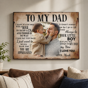Personalized Canvas Prints For Dad, Custom Photo And Name, Gift For Dad, Father's Day Gift, Love Dad, To My Dad