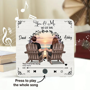Couple Sitting Peaceful Window Landscape - Personalized Music Magnet - Valentine's Day Gift For Couple