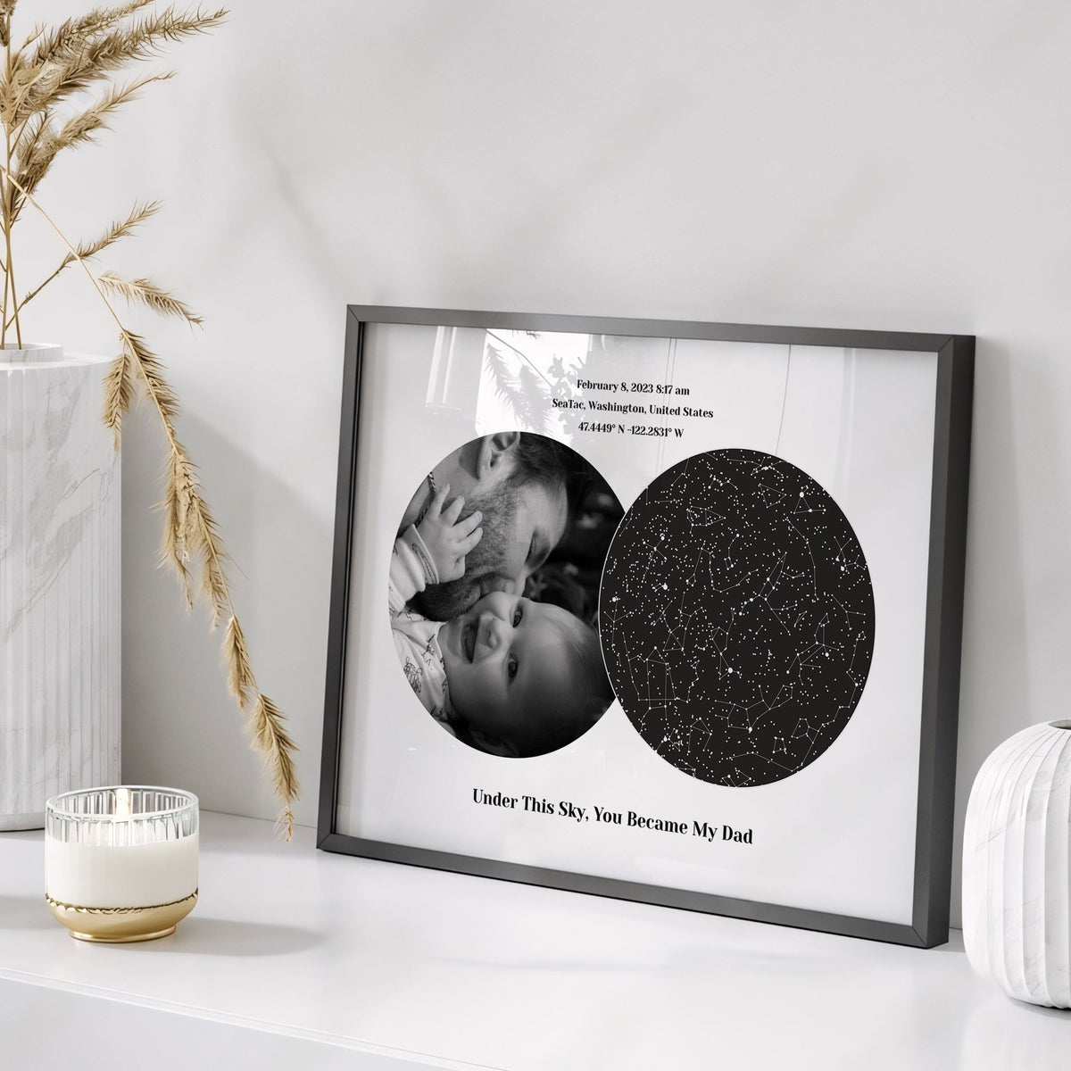 The Day You Became My Dad Custom Star Map, First Time Dad Gift, Night Sky By Date Canvas, New Dad Birthday Gift