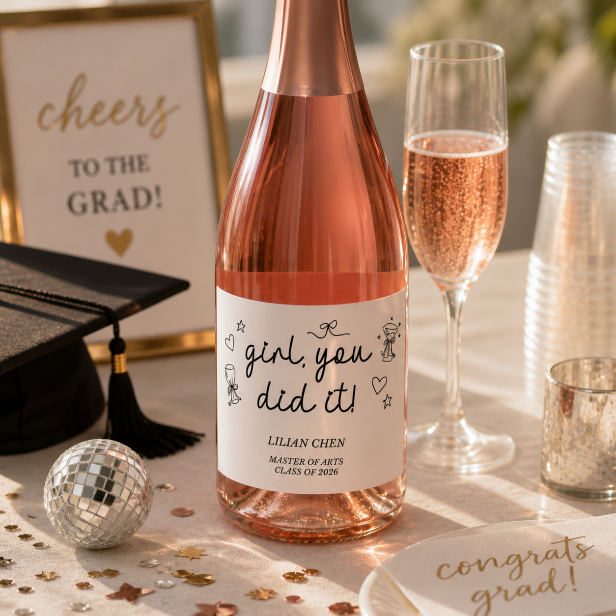 You Did It Graduation Champagne Label, Class of 2026, Graduation Party Favour Label