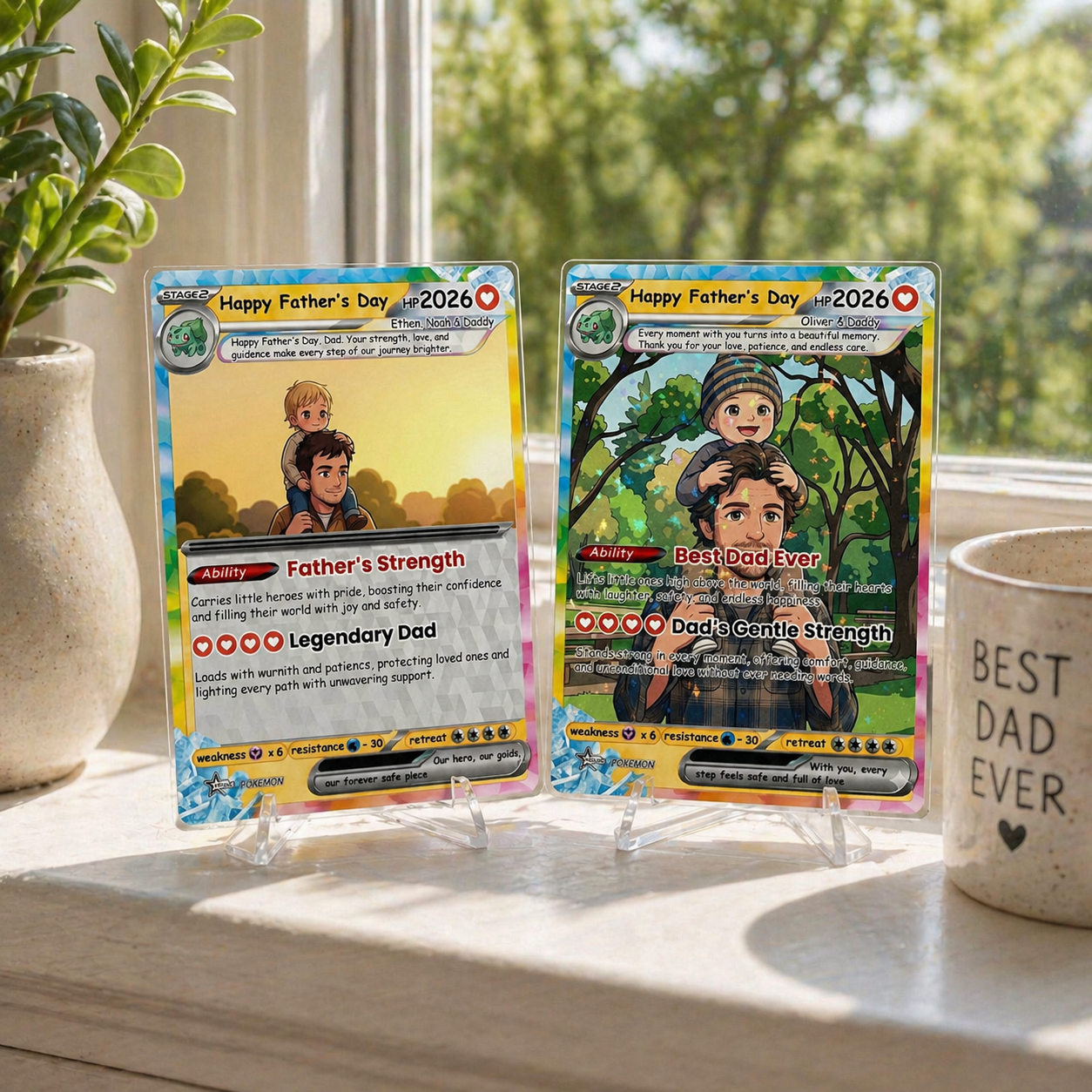Personalized PKM Card From Photo, Custom Father's Day Holo Card, Birthday Anniversary Gift