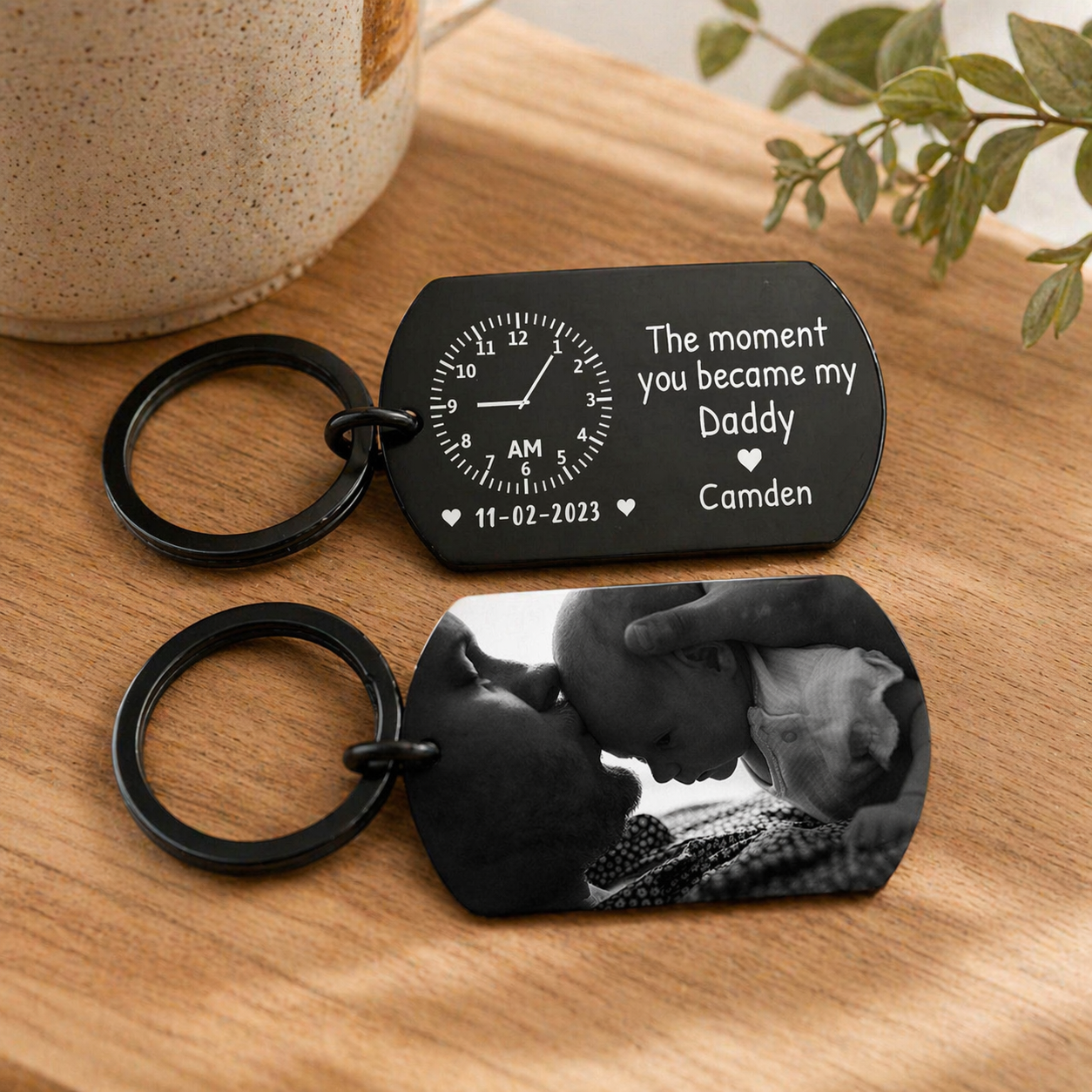 The Moment You Became My Daddy, Personalised Photo Keyring With New Born Baby Photo Gift, Gift for New Daddy,1st Father's Day Gift
