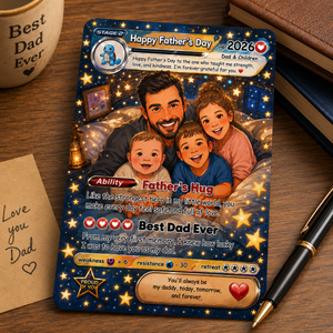 Personalized Father's Day Trading Card Custom Dad & Kids Anime Card Gift | Best Dad Ever Keepsake