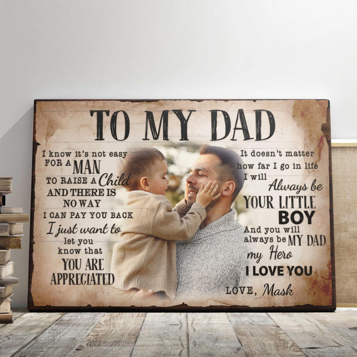 Personalized Canvas Prints For Dad, Custom Photo And Name, Gift For Dad, Father's Day Gift, Love Dad, To My Dad