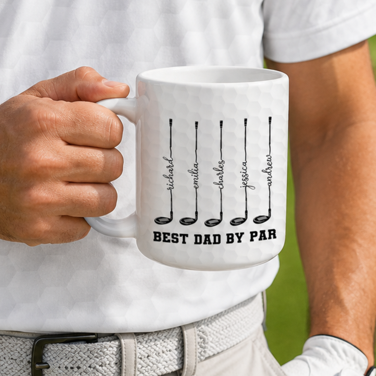 Custom Best Dad By Par Mug, Personalized Golf Gift For Men, Fathers Day Golfer Coffee Cup, Papa Present, Funny Husband Birthday Drinkware