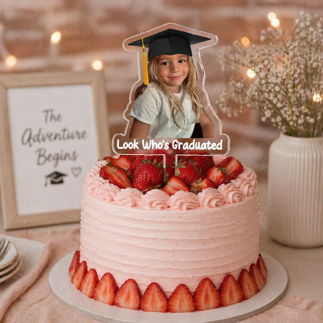 Personalized Childhood Photo Acrylic Cake Topper, Graduation Party Decoration, Custom Photo Cake Topper, Graduated 2026, Class Of 2026 Gift