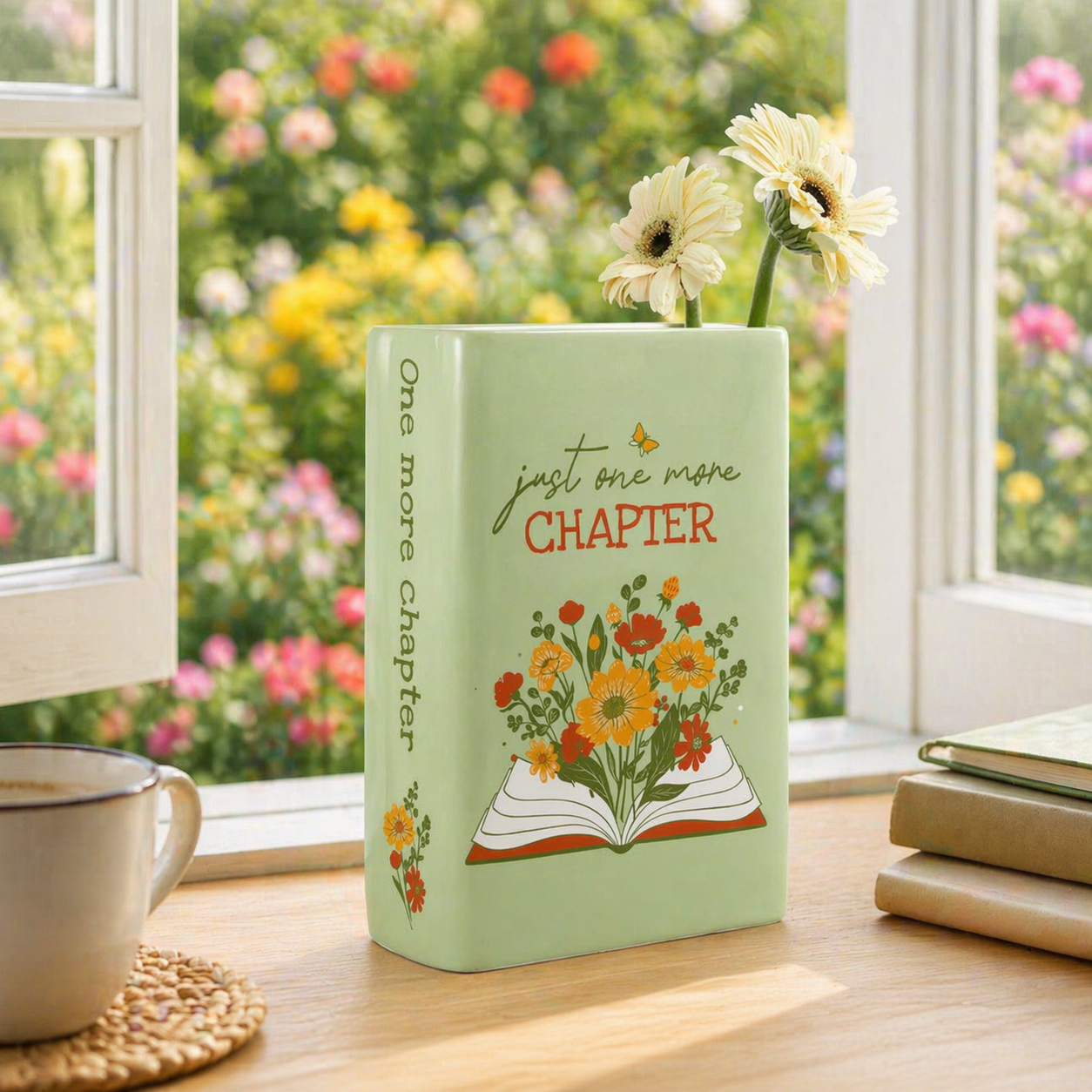 Just One More Chapter Ceramic Book Vase, Home Decor Gifts for Book Lovers and Readers, Bookish Gifts for Special Occasions