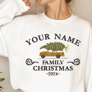 Custom Family Christmas Embroidery Shirt , Christmas Truck Christmas Tree Christmas Gifts, Christmas Crew Shirt, Christmas Tshirt Family, Christmas Tees