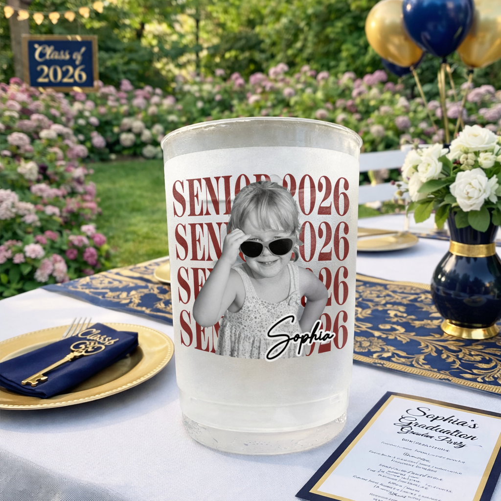 Senior 2026 Graduation - Personalized Plastic Frosted Water Cup - Graduation Party Decor