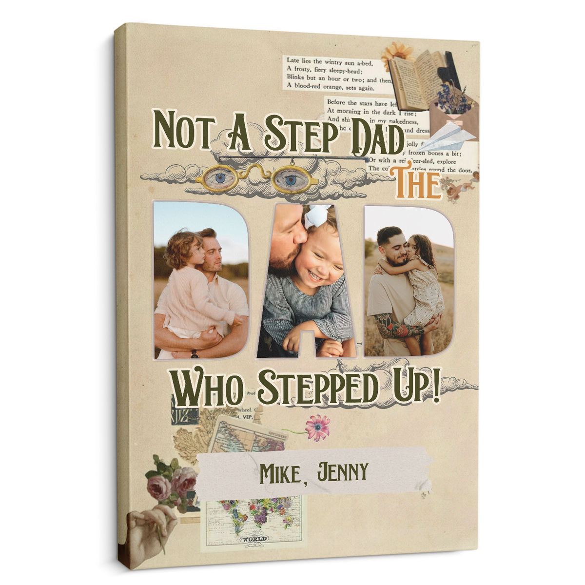Not A Step Dad Who Stepped Up - Personalized Canvas - Gift For Dad, Father's Day, Birthday Gift