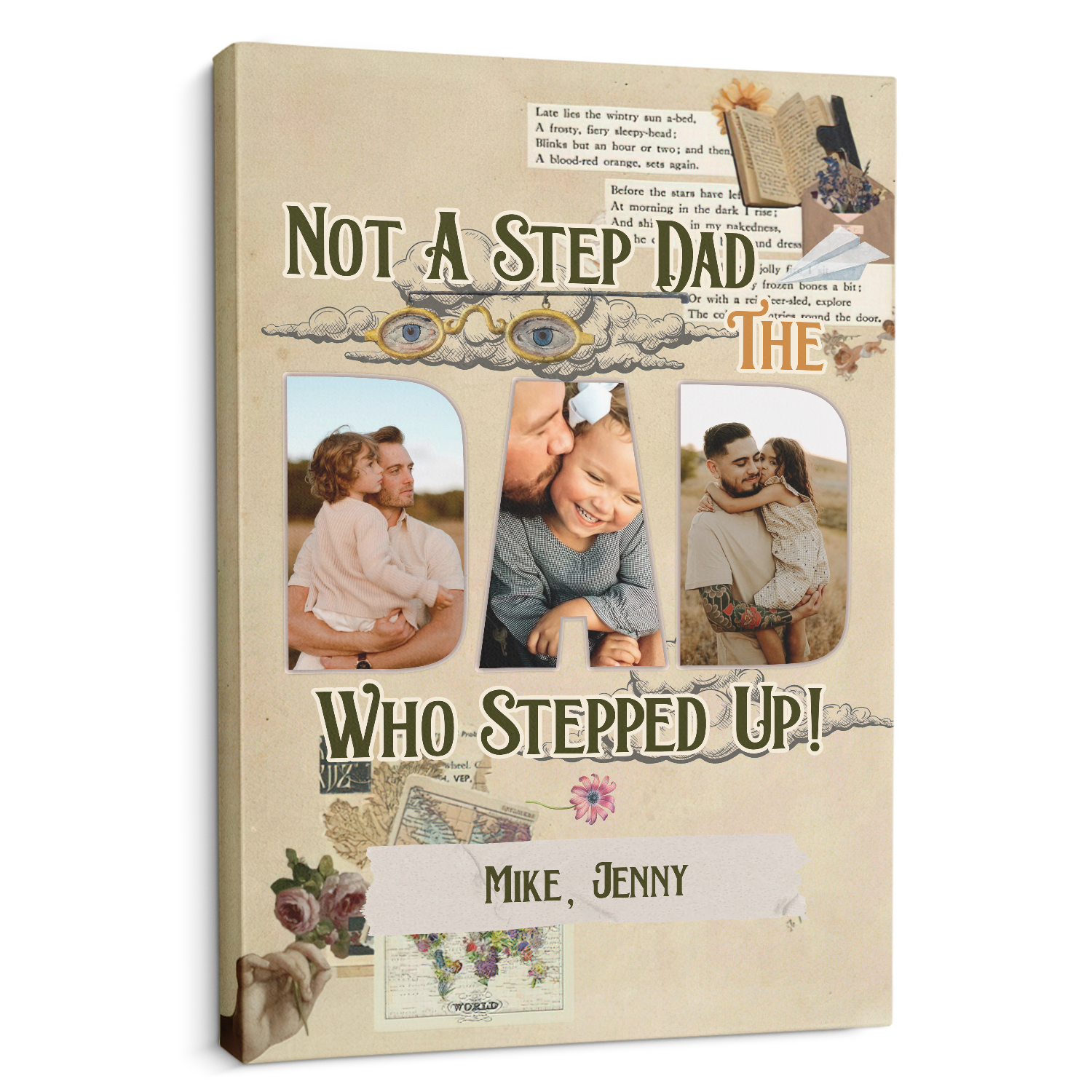 Not A Step Dad Who Stepped Up - Personalized Canvas - Gift For Dad, Father's Day, Birthday Gift