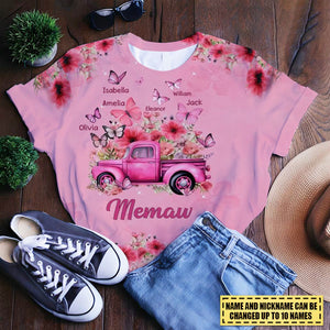 Pink Truck & Butterflies Grandma, Personalized Shirt, Gift For Grandma