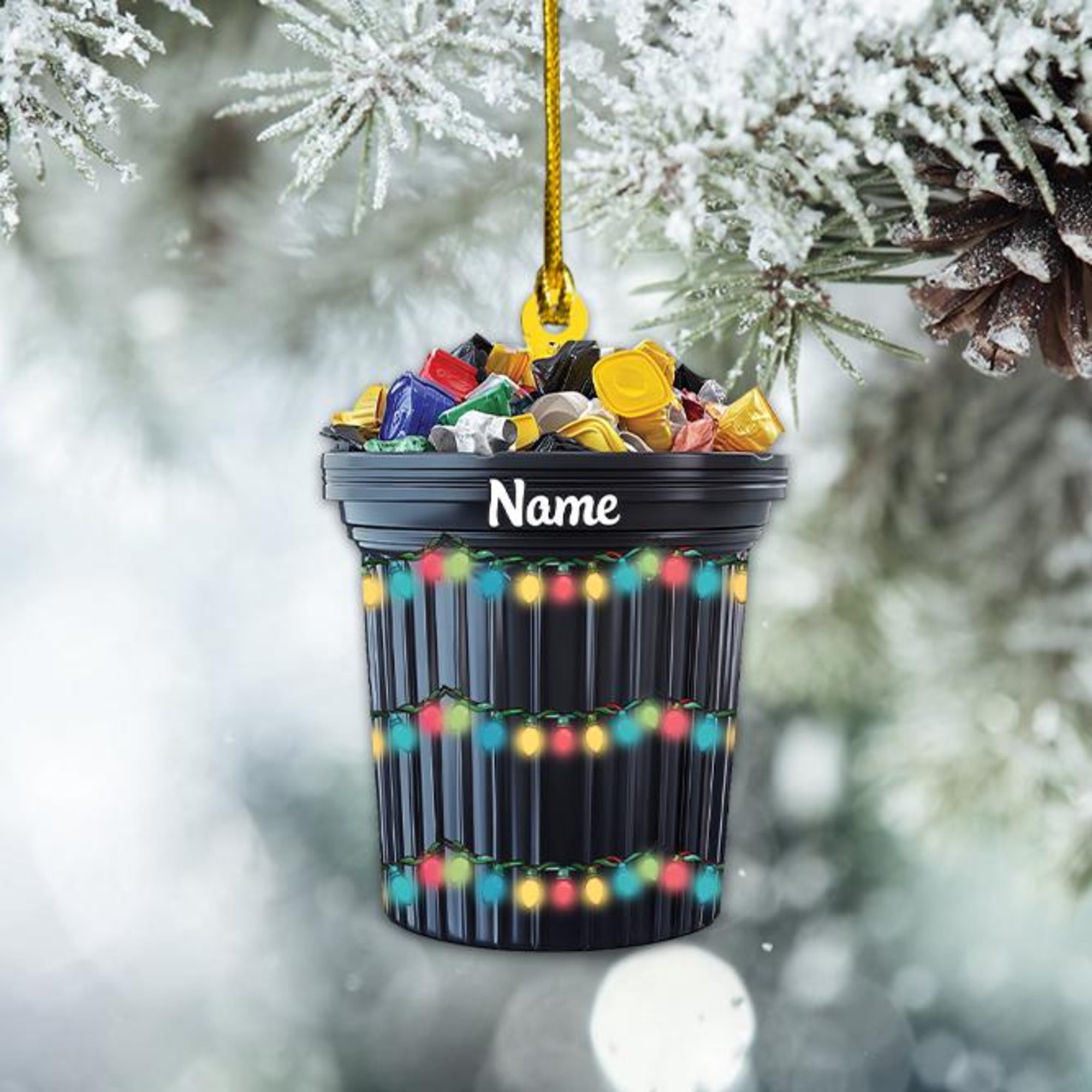 Personalized Trash Can Ornament, Trash Can Christmas Ornament, Garbage Can Ornament, Rubbish Bin Ornament, Sanitation Worker