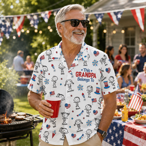 American Daddy Papa - Personalized Hawaiian Shirt - Summer Gift, Shirt For Dad, Grandpa, 4th Of July Shirt