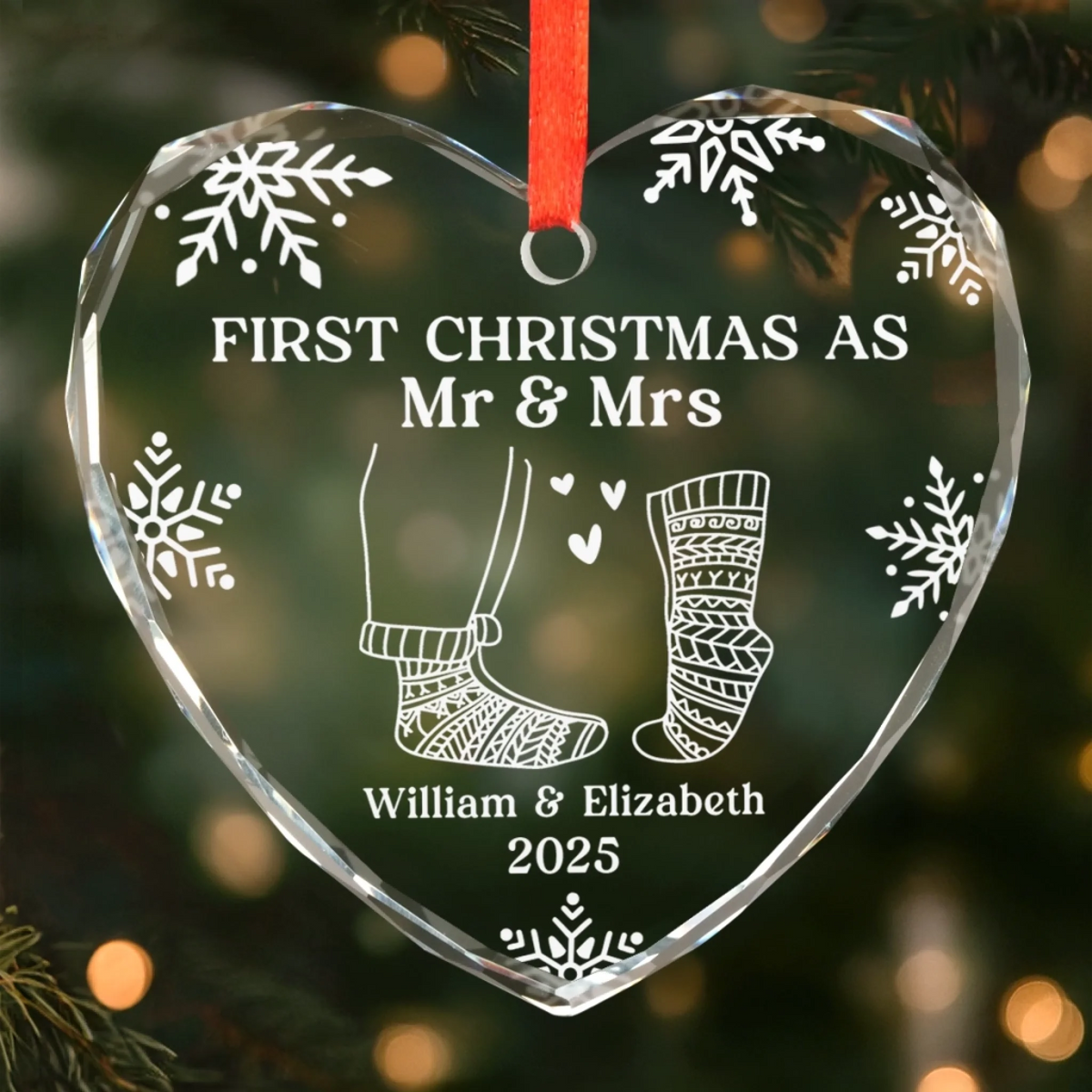 First Christmas Couple Christmas Socks - Personalized Crystal Ornament - Chritsmas Gift For Couple