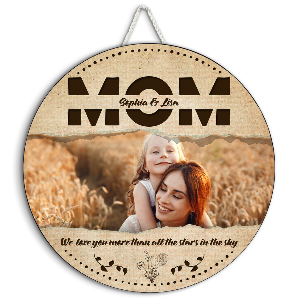Mom We Love You More Than All The Stars - Personalized Wood Sign - Gift For Mom, Mother's Day, Birthday Gift
