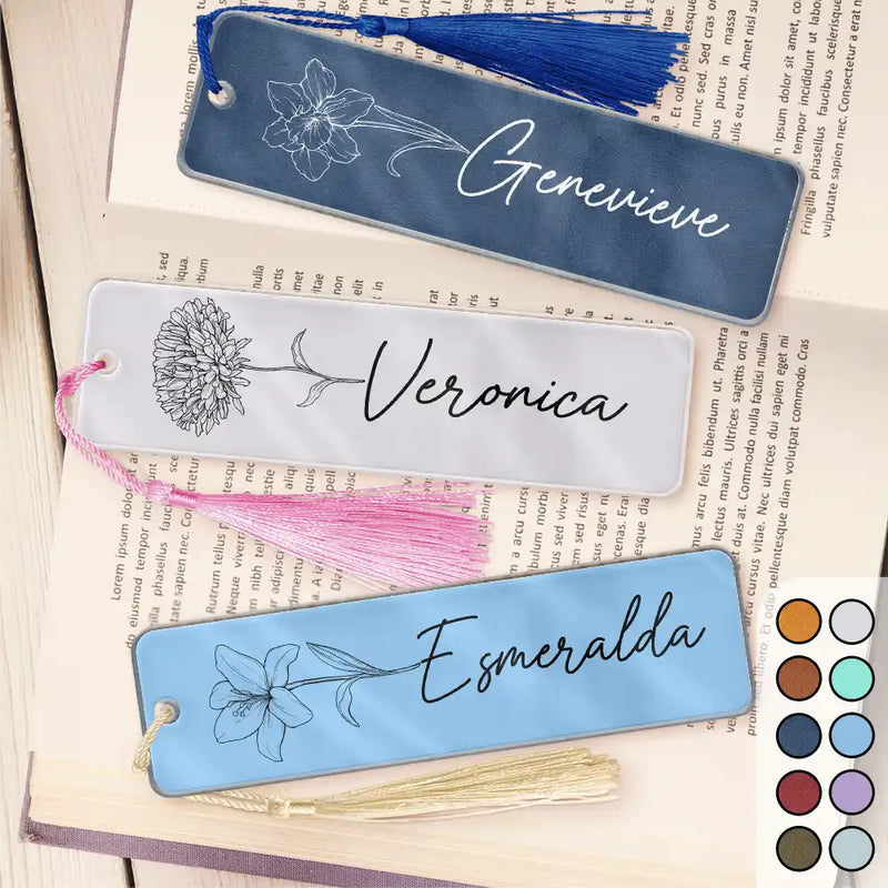 Flower Birth Month & Name - Personalized Acrylic Bookmark - Gift For Her, Gift For Sister, Bestie, Friend