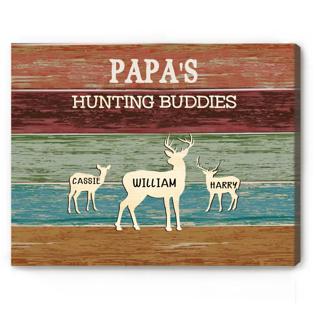 Grandpa's Hunting Buddies With Name - Personalized Canvas - Gift For Grandpa, Papa, Father's Day, Birthday Gift