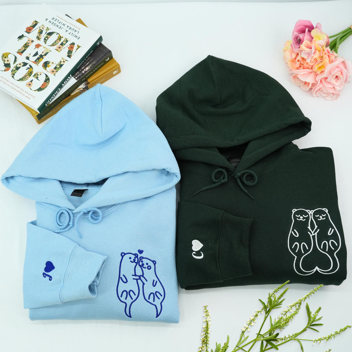 Custom Embroidered Otter Apparel, Matching Embroidered Apparel For Couples, Anniversary Gifts For Him & Her