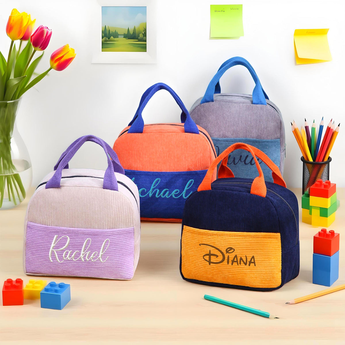 Personalized Lunch Bag With Name Embroidery, Custom Name Lunchbox Bag, Back to School Bag, Personalized Kid Lunchbag, School Lunch Bag