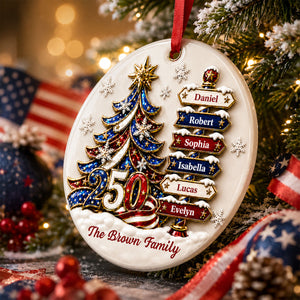 Family 250 Years Of Freedom Anniversary Family Ornament - Real 3D Raised Ornament