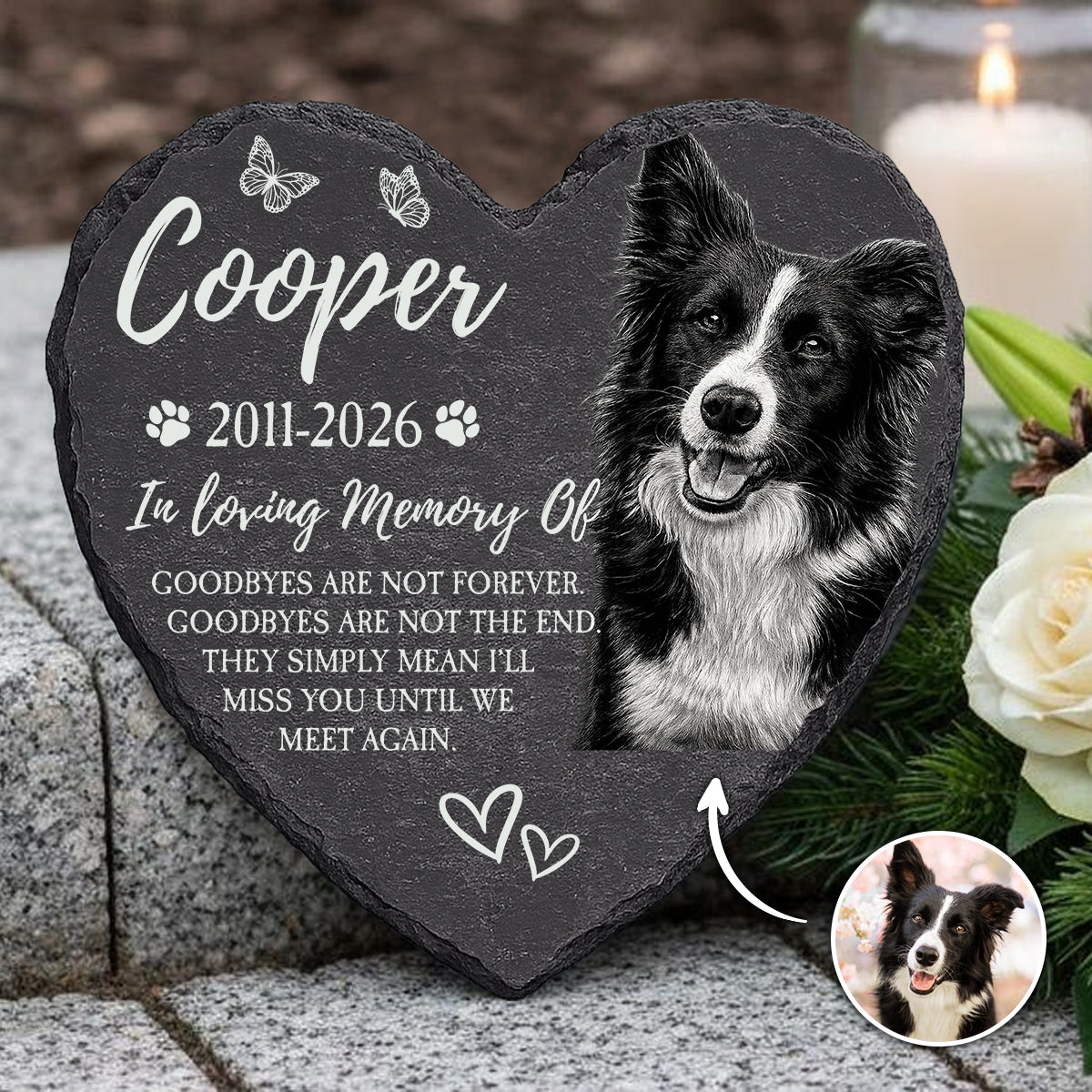 Personalized Photo Pet Memorial Stone: Engraved Dog Remembrance Gift