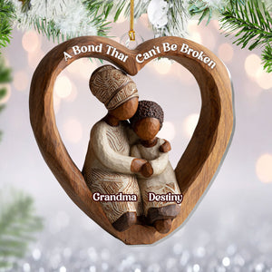 Mom & Kid A Bond That Can't Be Broken - Personalized Acrylic Ornament - Christmas Gift For Black Mother
