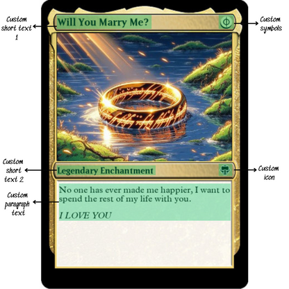 MTG Custom Proposal Cards Custom Text, Color, Photo, Anniversary, Wedding, Party Cards