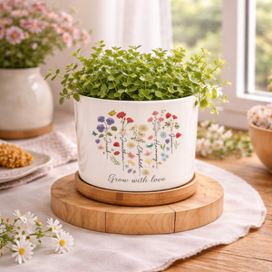 Personalized Birth Month Flower Plant Pot, Custom Flower Vase, Gift for Planter Lovers, Outdoor Flower Pot, Mothers Day Gift, Grandma Garden