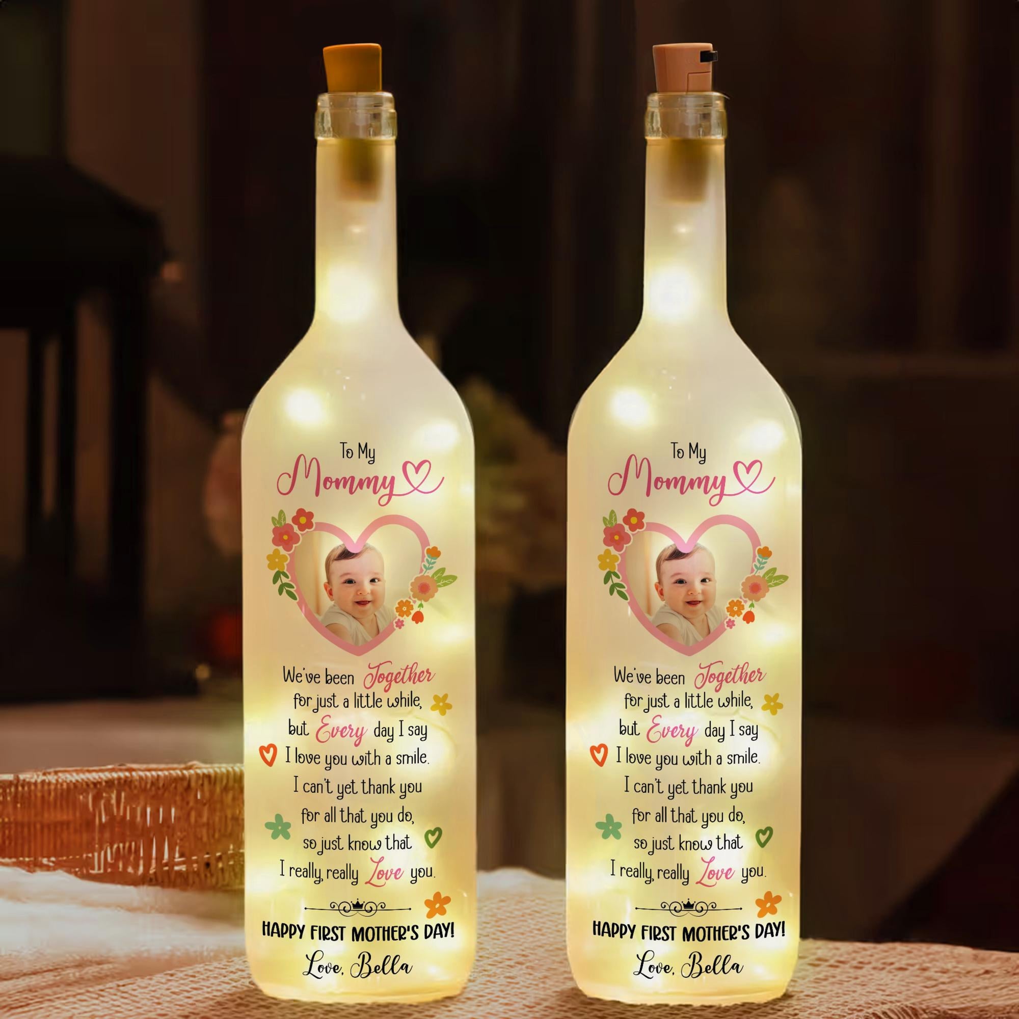 To My Mommy Happy 1st Mother's Day - Personalized Bottle Lamp - Gift For New Mom, 1st Mother's Day