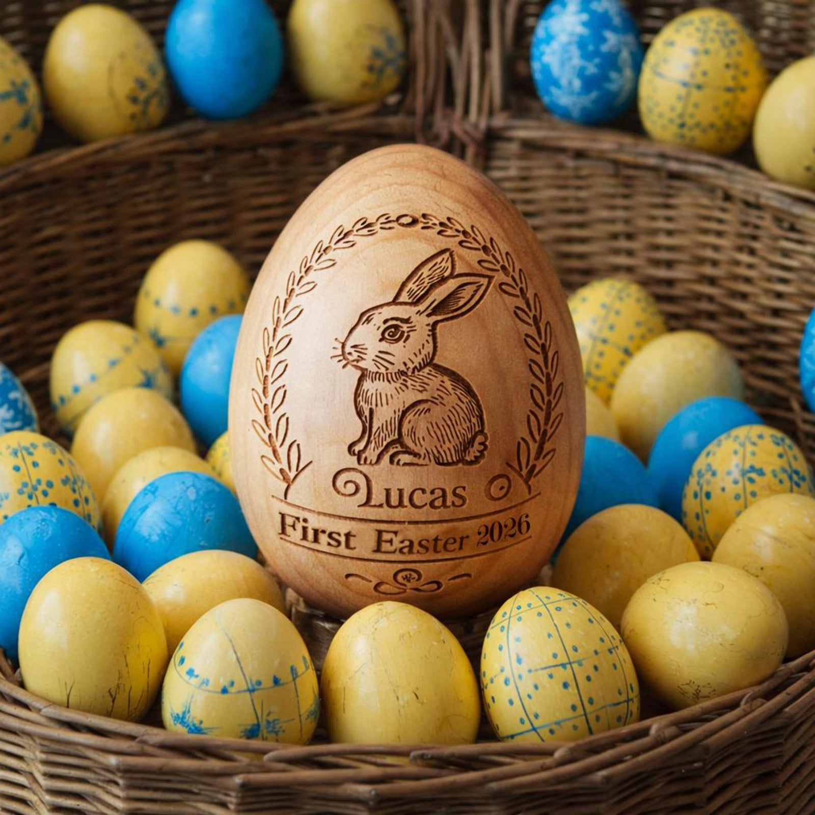 Personalized Musical Wooden Easter Egg Shakers, Custom Wooden Easter Egg, Engraved Egg Shaker Kids, Easter Gifts, Baby First Easter