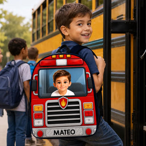 School Bus, Tractor for Boys Girls - Personalized Backpack - Back to School Backpack for Kids