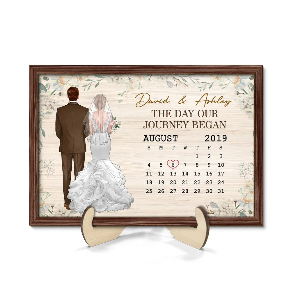 Wedding Couple Anniversary Date - Personalized Wooden Plaque - Wedding Gift, Anniversay Gift, Valentine's Day Gift