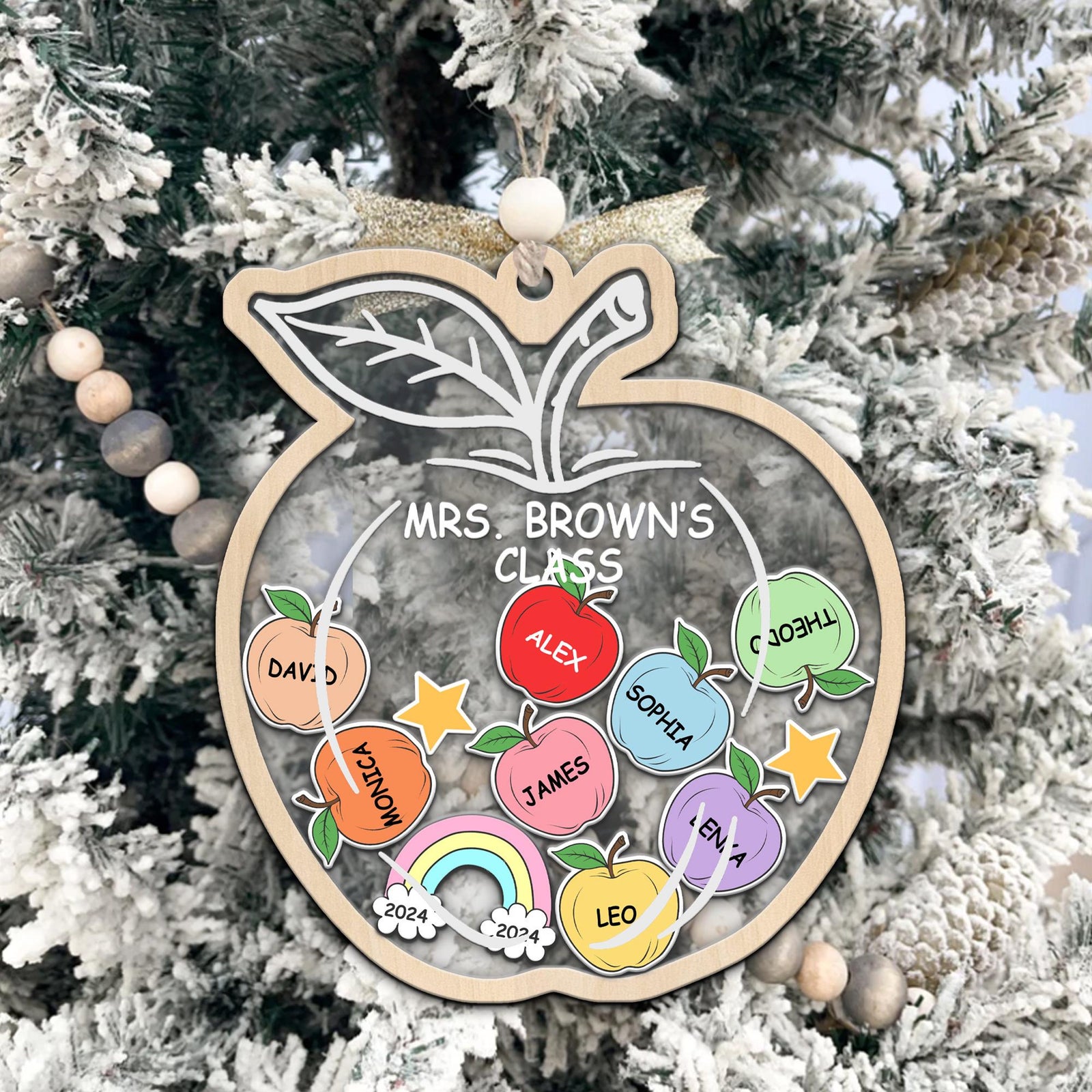 Christmas Teacher - Personalized 4D Shaker Ornament - Christmas Gift For Teacher