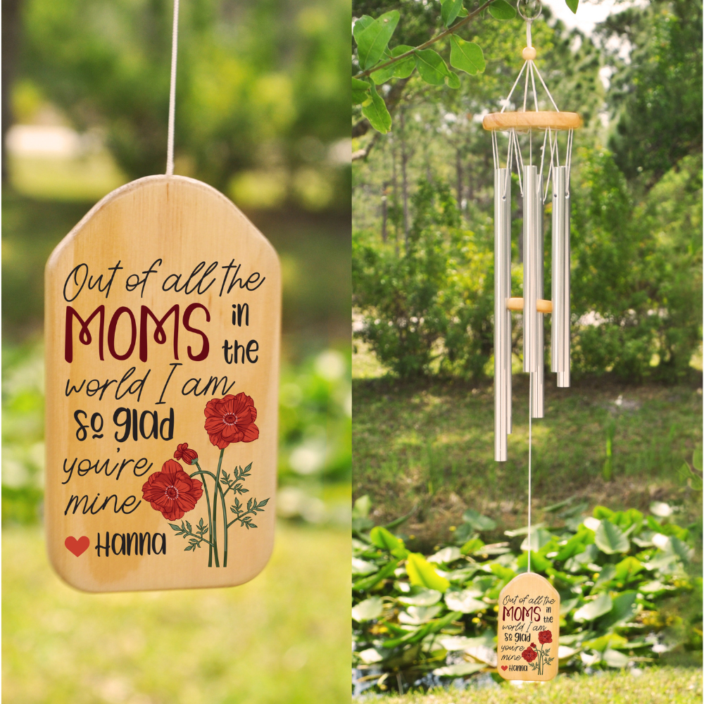 Mom I'm So Glad You're Mine - Personalized Windchime - Gift For Mom, Mother's Day, Birthday Gift
