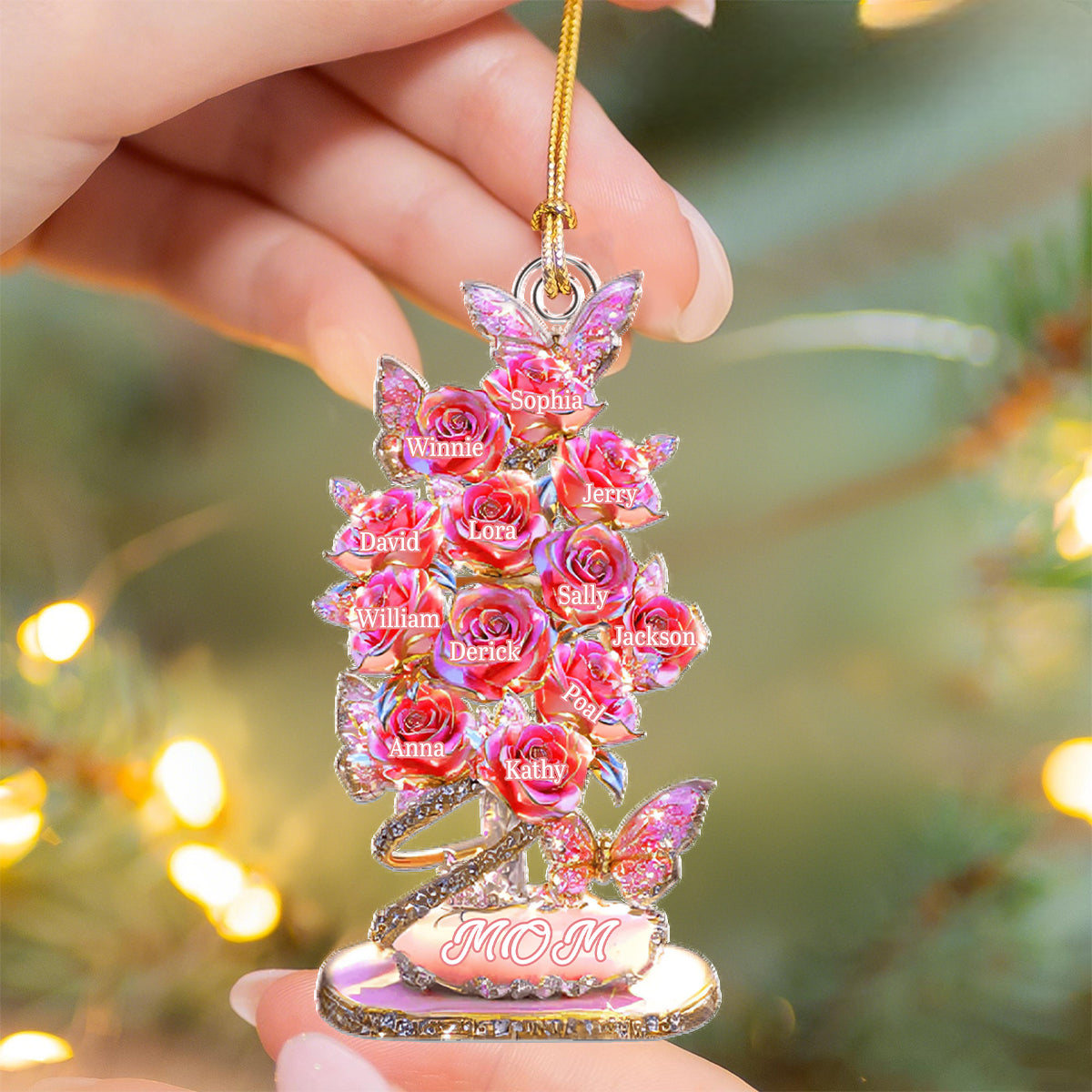 Mom Grandma's Flowers Garden - Personalized Acrylic Ornament - Christmas Gift For Mom, Grandma