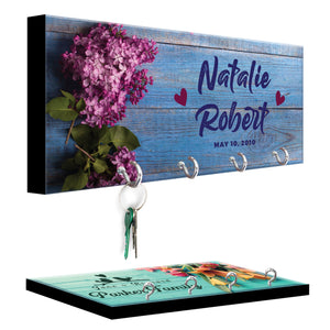 Custom Couple Name Flower, Custom Key Hanger with Family Name, Housewarming Gifts for New Home, Wedding Gifts for Couple