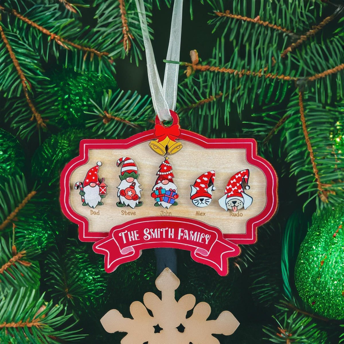 Family Ornament Personalized, Gnome Family Ornaments for Xmas Tree, Custom Family Ornament