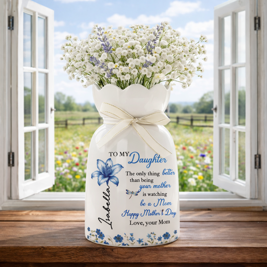 To My Daughter Happy Mother's Day - Personalized Bloom Vase - Gift For Daughter, Gift For New Mom, Mother's Day Gift