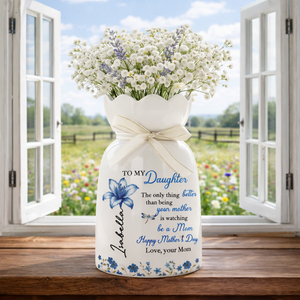 To My Daughter Happy Mother's Day - Personalized Bloom Vase - Gift For Daughter, Gift For New Mom, Mother's Day Gift