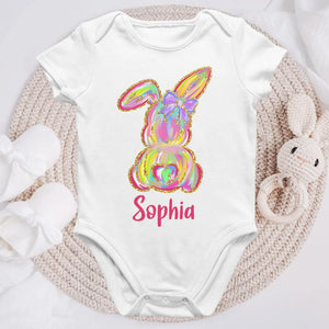 Colorful Easter Bunny - Personalized Baby Onesie - Easter Gift For Baby