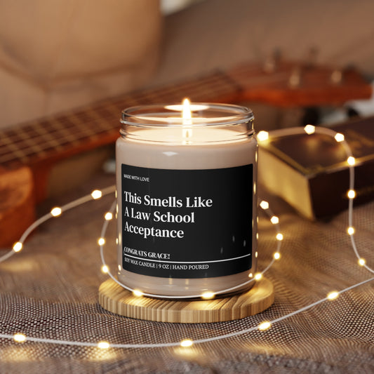 Custom Scented Candle, Smells Like A Law School Acceptance, Personalizable, Future Lawyer Gift, Law Student Gift, Lawyer, Future Attorney
