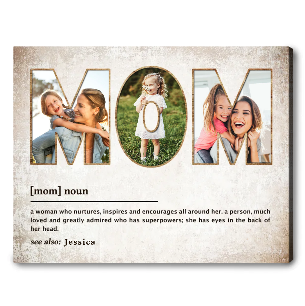 Mom Definition Custom Photo - Personalized Canvas - Gift For Mom, Mother's Day, Birthday Gift