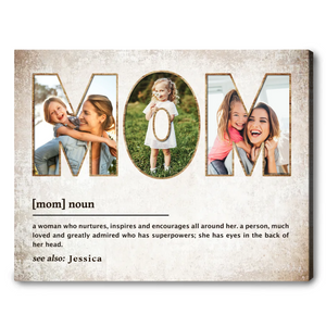 Mom Definition Custom Photo - Personalized Canvas - Gift For Mom, Mother's Day, Birthday Gift