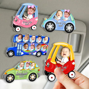 Personalized Kids Photo Visor Clip For Dad, Custom Drive Safe Daddy Sun Visor Clip, Father's Day Gift, Drive Safe Gift For Grandpa